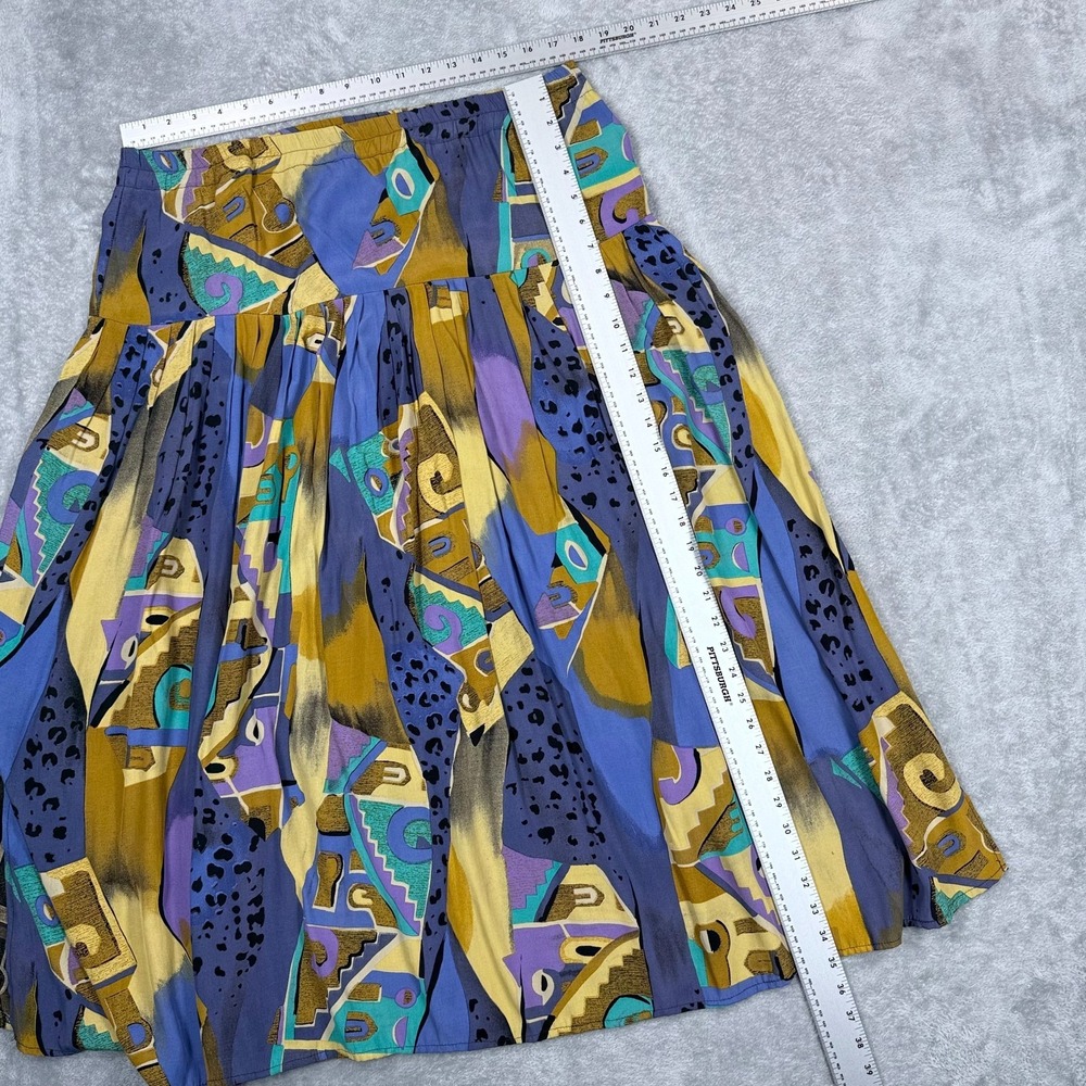 Vintage Hopsack Germany Abstract Midi Skirt Womens XL Pleated A-Line Retro Fun - Picture 3 of 7